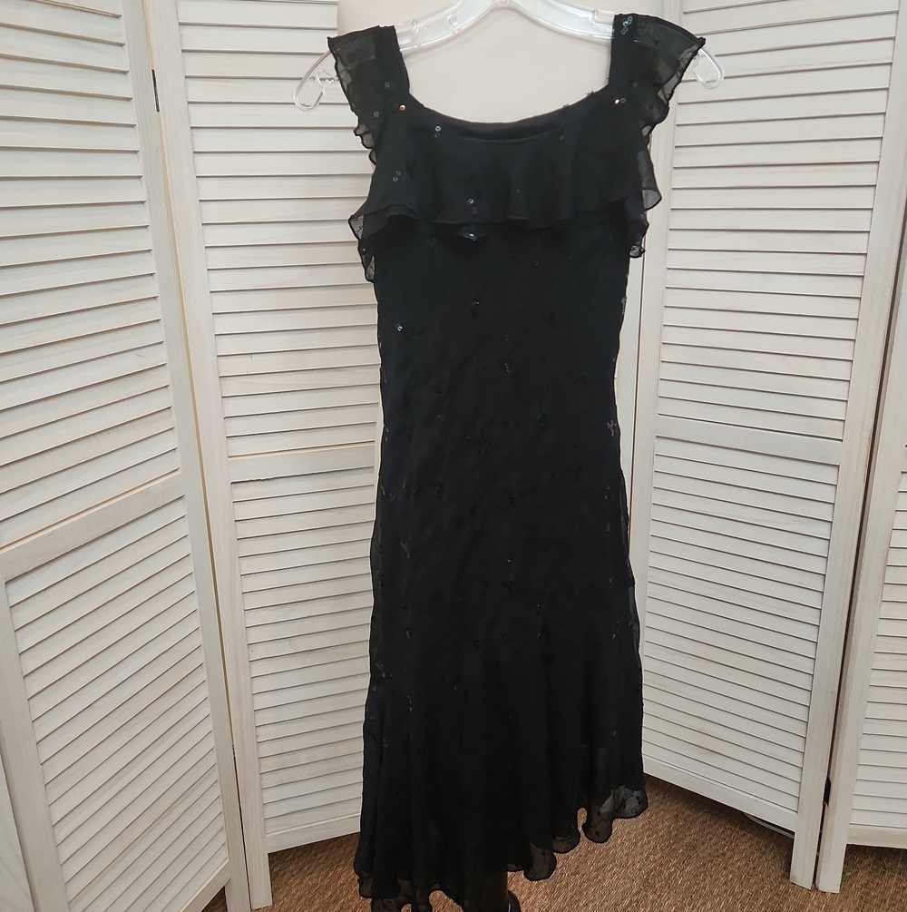 Fairy Dress Amy Byer Black Ruffle Maxi Dress with Subtle Sequin Detail Size M